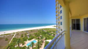 View of the Gulf of Mexico from a highrise luxury condominium on Sand Key Clearwater Florida